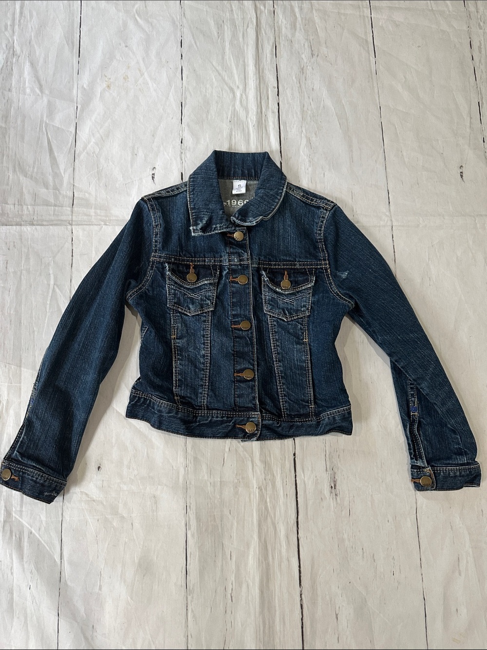 GAP Dark Blue distressed Denim Jean Jacket for Kids small